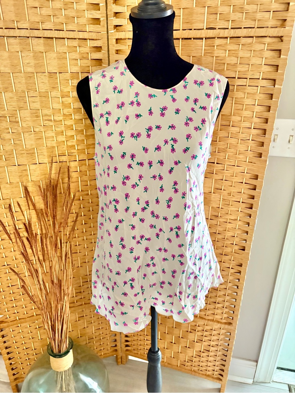NWT Theory Silk Tank Top Ruffle Sleeve